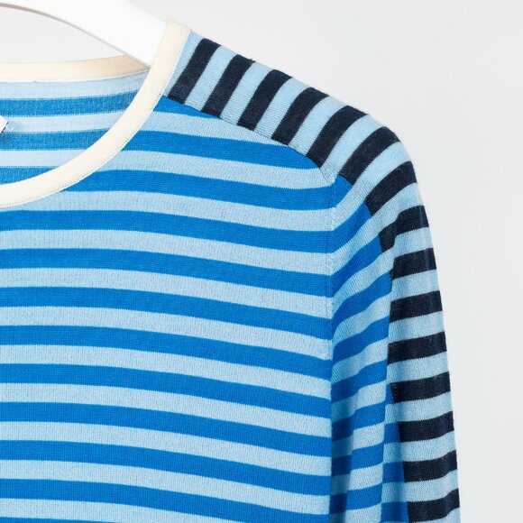 Akris Punto Blue Striped Wool Sweater - Picture 4 of 9